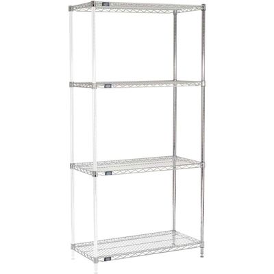 Nexel 5 Tier Chrome Wire Shelving Add-On Unit, 42" W x 24" D x 86" H