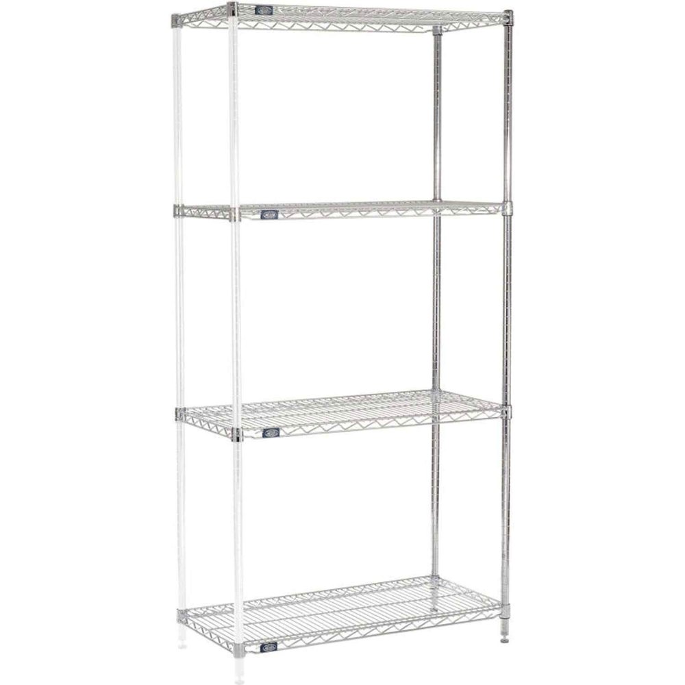 Nexel 5 Tier Chrome Wire Shelving Add-On Unit, 42" W x 24" D x 86" H
