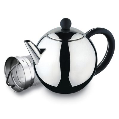 Caf Ole Rondo Stainless Steel Tea Pot Easy Pour Teapot with Infuser Basket 50oz 1500ml