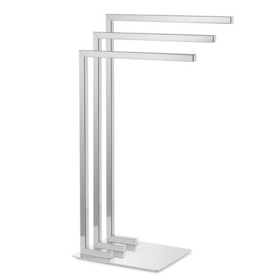 Torre & Tagus Metal Freestanding Towel Rack for Bathroom with 3-Tier Bar, Weighted & Non-Slip Base, Space Saving Multi-Level Bath Towel Holder Stand for Spa, Guest Room (29 Inches Tall Metro Chrome)