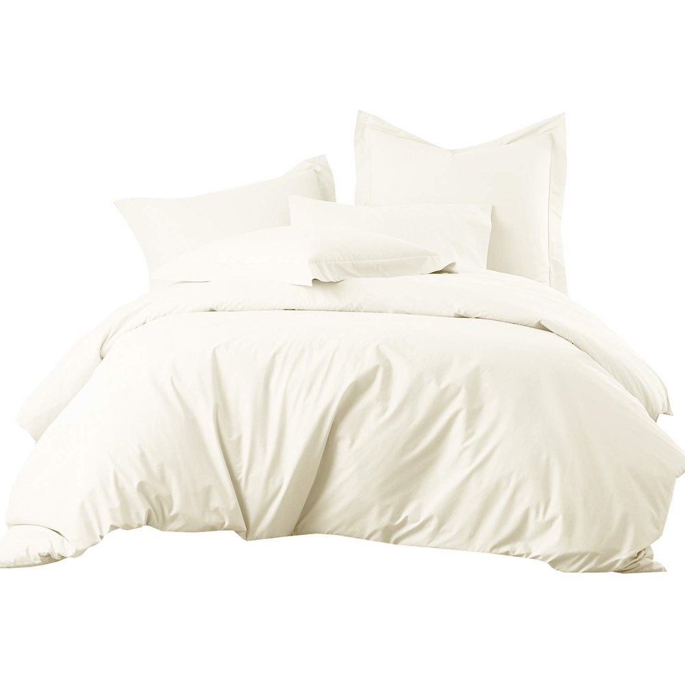 sheetsnthings 8 Piece Bed in a Bag Full Size Set Includes: 100% Cotton, 300TC Solid Ivory (Sheet Set + Duvet Cover Set) + All Season White Down Alternative Comforter