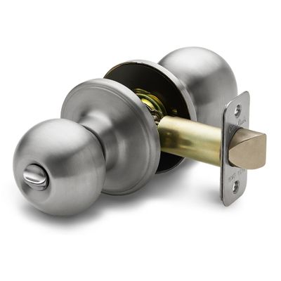 Copper Creek Privacy Interior Door Knob  ANSI Grade-3 Certified, Modern Heavy Duty Handle, Easy Install and Reversible for Bedroom, Bathroom & Closets  Satin Stainless (1 Pack)