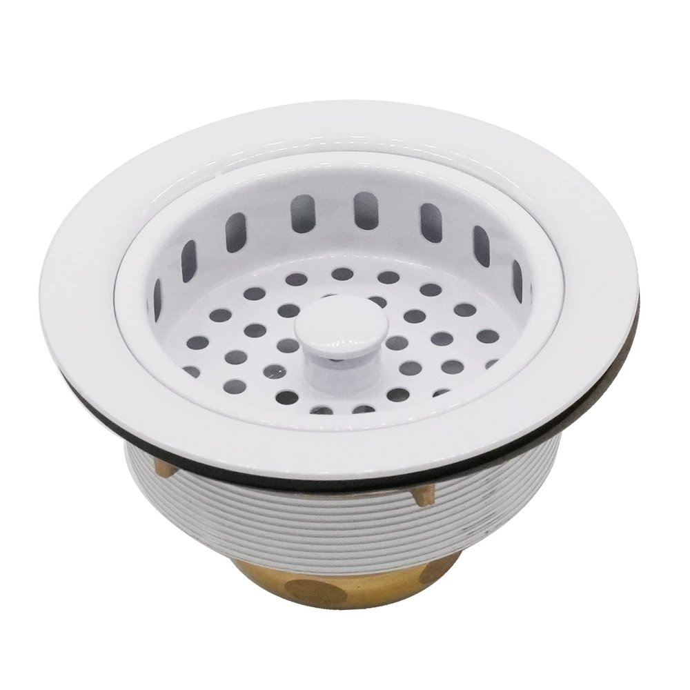 Westbrass D214-50 3-1/2" Post Style Large Kitchen Sink Basket Strainer, Powder Coat White