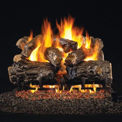 Peterson Real Fyre 30-Inch Burnt Rustic Oak Gas Log Set with Vented Natural Gas G4 Burner - Manual Safety Pilot
