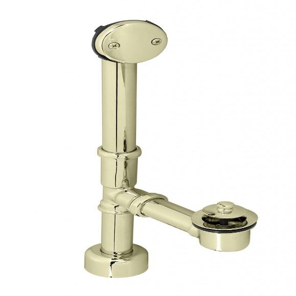 Westbrass All Exposed Pull & Drain Bath Waste - 14" Make-Up, 17 Gauge Tubing, Polished Brass, D3263K-03