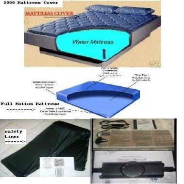 Calesco, Calesco, Aqua Fusion Free Flow Waterbed Mattress with Bamboo Zipper Mattress Cover, Heater & Stand Up Liner