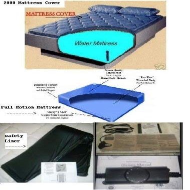Calesco, Calesco, Aqua Fusion Free Flow Waterbed Mattress with Bamboo Zipper Mattress Cover, Heater & Stand Up Liner