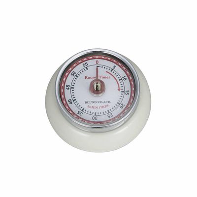 Dulton 100-189IV Kitchen Timer with Magnet, Ivory, Steel, Analog, Retro, Diameter 2.8 inches (70 mm), Depth 1.2 inches (30 mm)