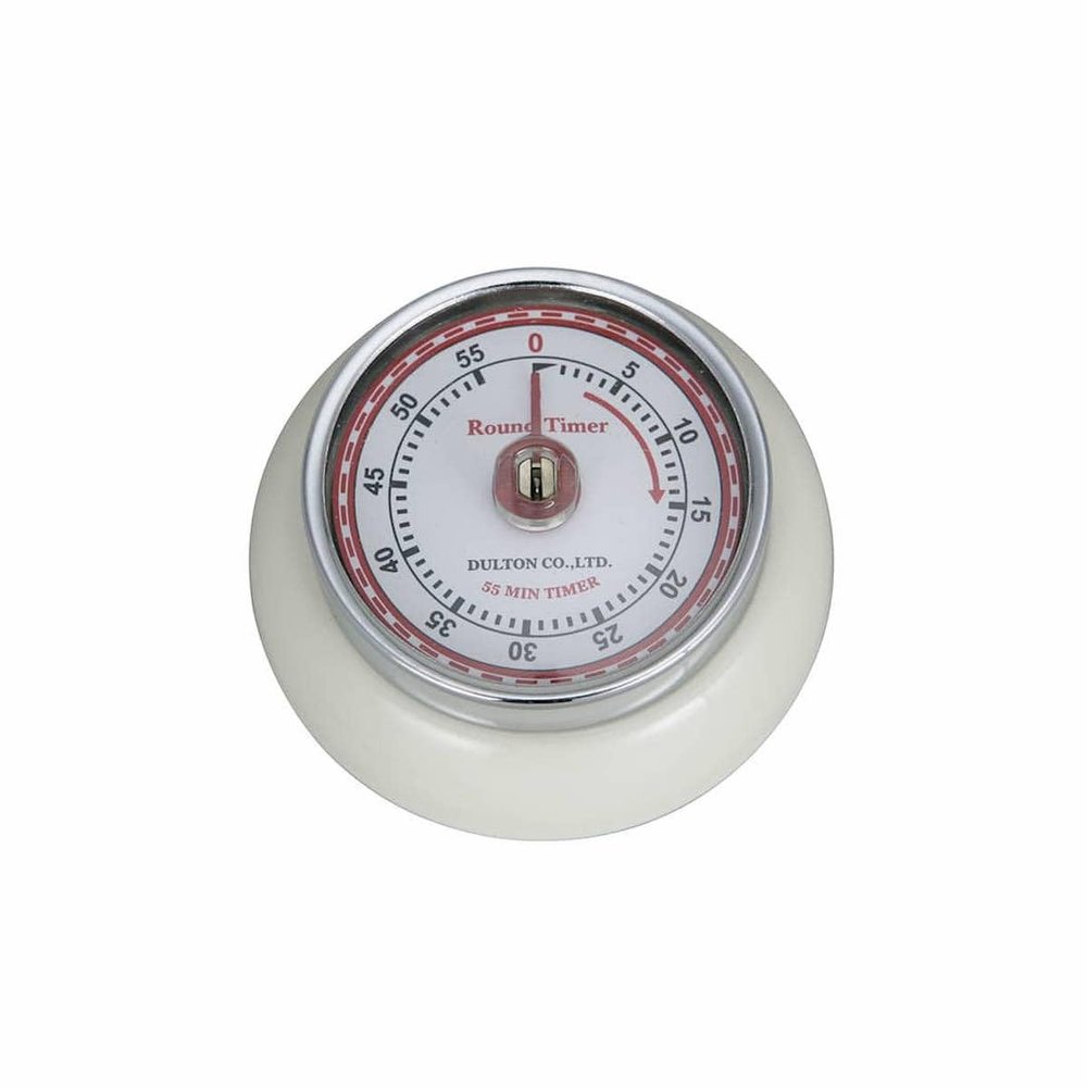 Dulton 100-189IV Kitchen Timer with Magnet, Ivory, Steel, Analog, Retro, Diameter 2.8 inches (70 mm), Depth 1.2 inches (30 mm)