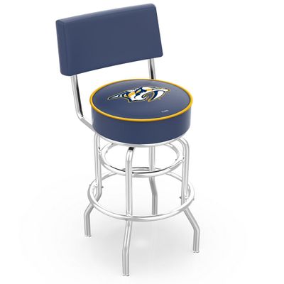 L7C4 Nashville Predators 25" Double-Ring Swivel Counter Stool with Chrome Finish