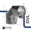 DuraVent DVL 6DVL-E90 6'' Galvanized Steel/Stainless Steel Double Wall Stove Pipe, 90 Degree Elbow Connector for Vent and Exhaust, Black view 3