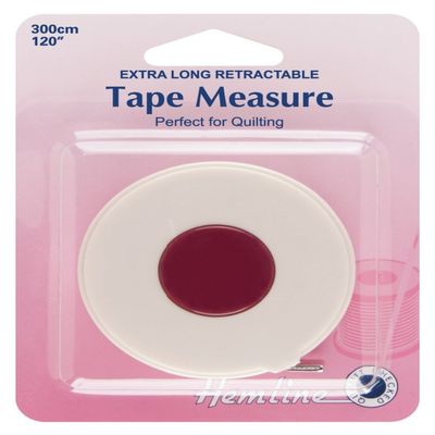Hemline H253.XL Metric & Imperial Extra Long Retractable Tape Measure 300cm/120"