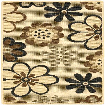 SAFAVIEH Washable Rug Outdoor Courtyard Collection - 8' x 11', Natural Brown & Black, Non-Shedding & Easy Cleaning, Ideal for Patio, Backyard, Mudroom (CY4035D)