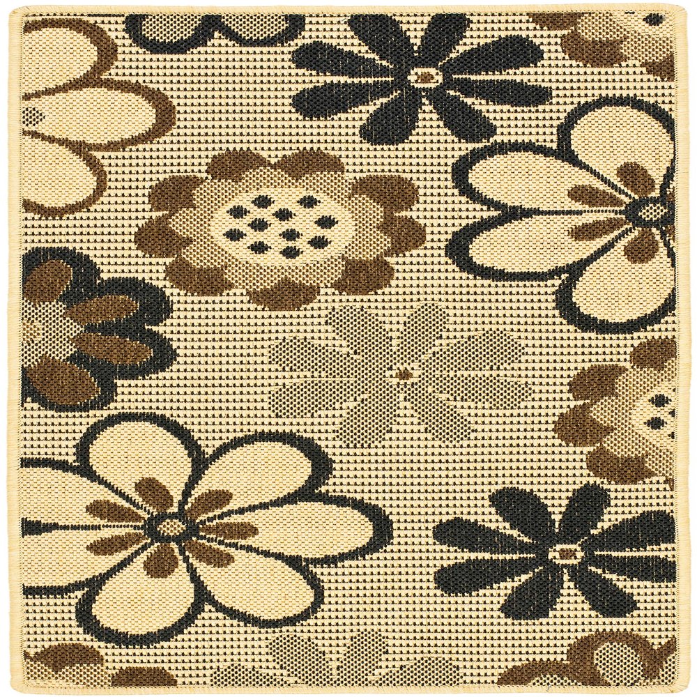 SAFAVIEH Washable Rug Outdoor Courtyard Collection - 8' x 11', Natural Brown & Black, Non-Shedding & Easy Cleaning, Ideal for Patio, Backyard, Mudroom (CY4035D)