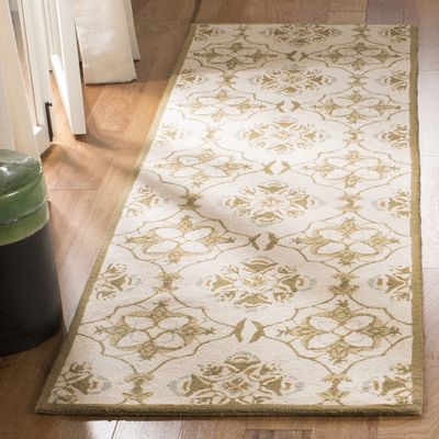 SAFAVIEH Chelsea Collection Runner Rug - 2'6" x 10', Ivory & Green, Hand-Hooked French Country Wool, Ideal for High Traffic Areas in Living Room, Bedroom (HK376A)
