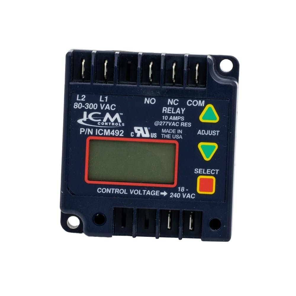 ICM Controls ICM492 Single Phase Voltage Monitor  80-300 VAC, LCD Display, 5-Fault Memory, Over/Under Voltage & Diagnostics Protection