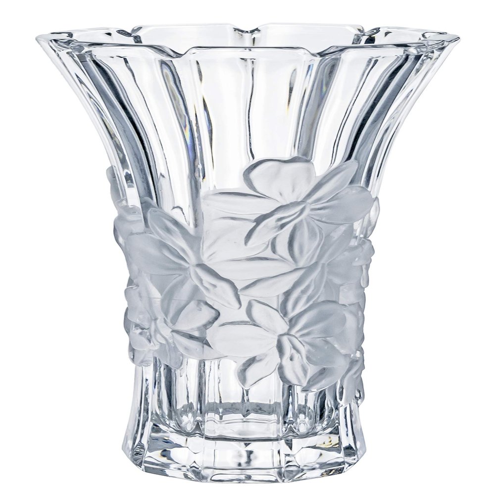 Aderia F-70420 Clear 01. Small Crystal Orchid Pattern Vase, Small