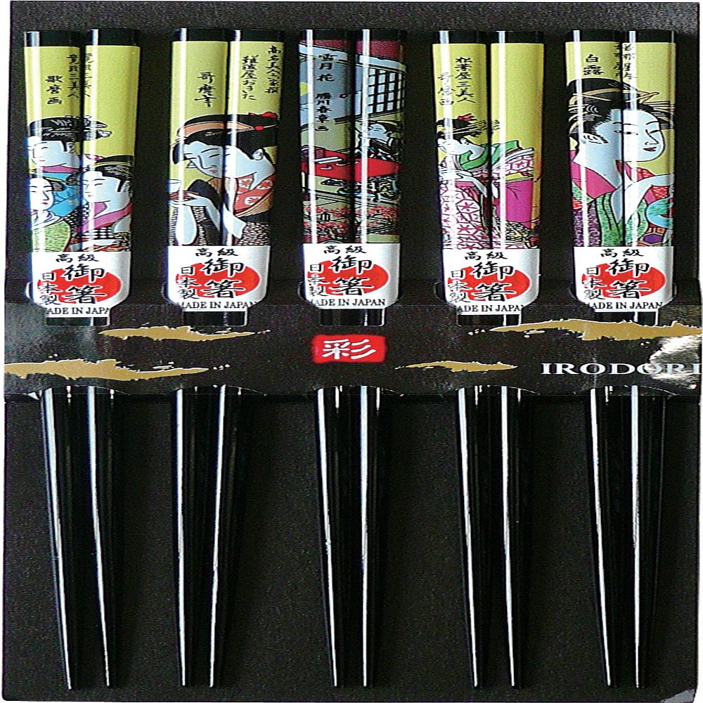 Visitors For Chopsticks Ukiyoe, Black, 22.5 cm 314081 5 Pairs Set