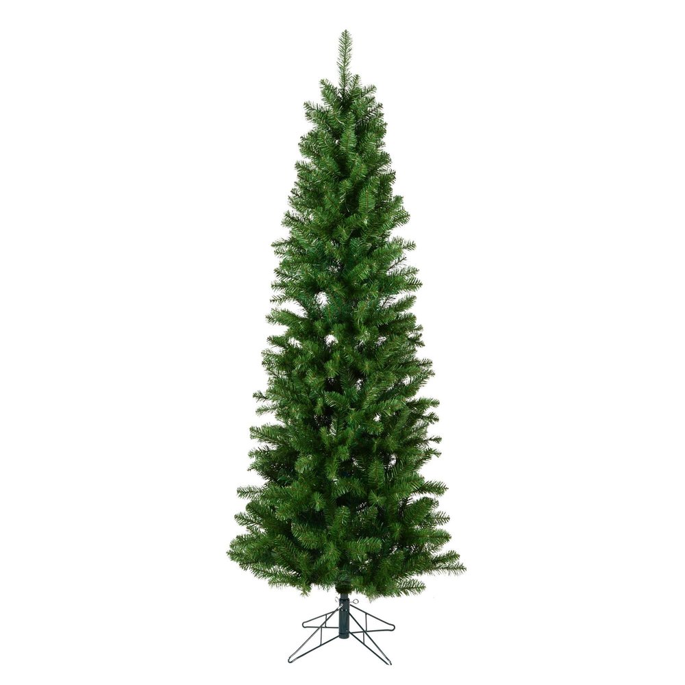 Vickerman 8.5' x 40" Salem Pencil Pine Artificial Christmas Tree with 859 PVC Tips, Metal Hinged Branches, and Metal Tree Stand