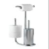 WENKO 18730100 Free Standing Toilet Brush Universalo Chrome - with Spare roll Holder, Steel, 20 x 62.5 x 23 cm, Chrome view 1