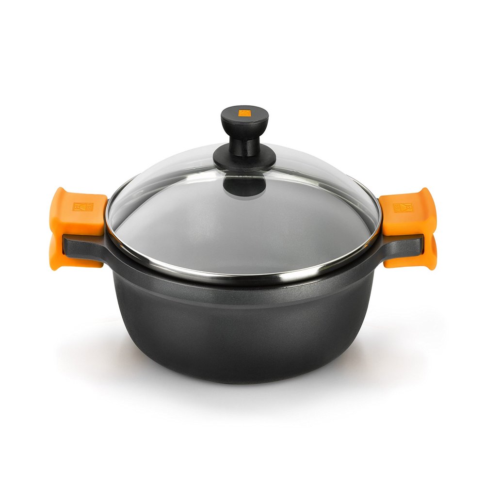 Braisogona Efficient Low Casserole with Lid, 30 cm, Cast Aluminium, Grey, 30 x 30 x 30 cm