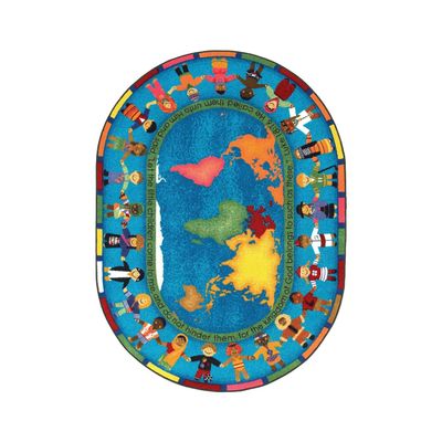 Joy Carpets Let The Children Come 10'9" x 13'2" Oval Area Rug in Color Multi