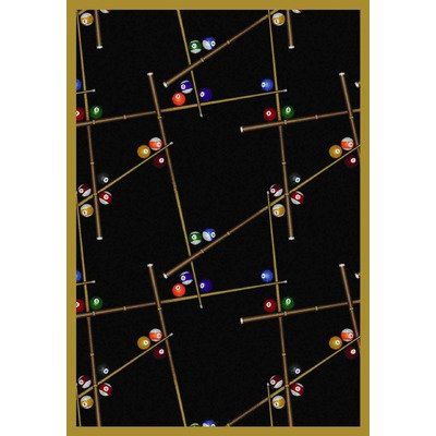 Joy Carpets 1510C-06 Snookered Black 5 ft.4 in. x 7 ft.8 in. 100 Pct. STAINMASTER Nylon Machine Tufted- Cut Pile Gaming and Entertainment Rug