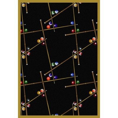 Joy Carpets 1510C-06 Snookered Black 5 ft.4 in. x 7 ft.8 in. 100 Pct. STAINMASTER Nylon Machine Tufted- Cut Pile Gaming and Entertainment Rug