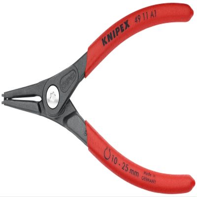 KNIPEX Tools - Precision Circlip Pliers, External, Straight, 25/64"-1" Shaft Dia. (4911A1SBA)