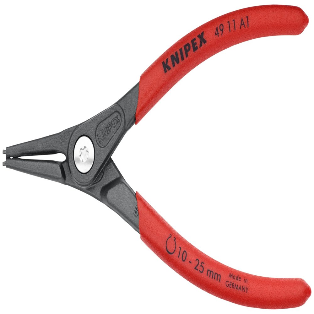 KNIPEX Tools - Precision Circlip Pliers, External, Straight, 25/64"-1" Shaft Dia. (4911A1SBA)
