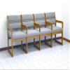 Wooden Mallet Valley Four Seat Chair with Center Arms Medium Oak/Charcoal Grey view 1