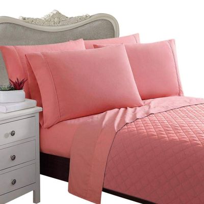 7PC ITALIAN 800 Thread Count Egyptian Cotton Set - includes Sheet Set & Duvet Set, Queen, Pink, Premium ITALIAN Finish