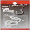 Moore Push Pin Vinyl Coated Cup Hooks 1 inch 6 Pack White 38-W (12-Pack) view 1