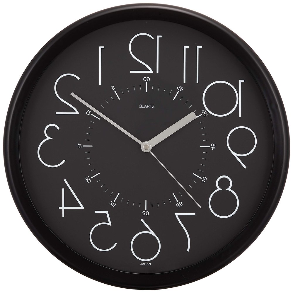(Suntel) Santeru QL886-BK Reverse Watch, Made in Japan, Black