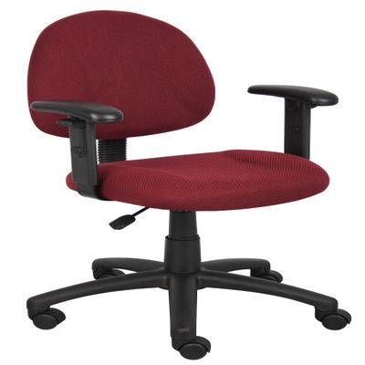 BOSS Office Products Perfect Posture Delux Fabric Task Chair with Adjustable Arms in Burgundy (B316-BY)