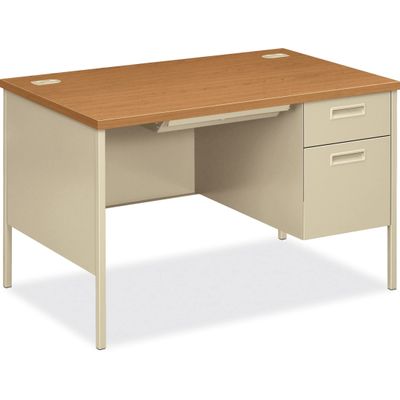 HON Metro Classic Small Office Desk - Right Pedestal Desk with File Drawer, 48" W, Harvest & Putty (HP3251R)