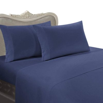 8PC ITALIAN 1000TC Egyptian Cotton DOWN ALTERNATIVE COMFORTER Bed in a Bag - Sheet, Duvet - Full Navy