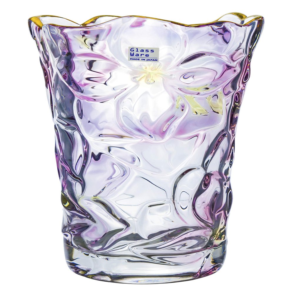 Aderia 7971 Glass Vase, Flower Vase, Diameter 5.3 x Height 9.3 inches (13.4 x 23.5 cm), Pink, Made in Japan