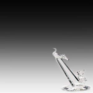 ASFOUR CRYSTAL 684 2.44 L x 3.11 H in. Crystal Cat and Mouse Animals Figurines