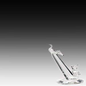 ASFOUR CRYSTAL 684 2.44 L x 3.11 H in. Crystal Cat and Mouse Animals Figurines