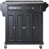 Crosley Furniture Full Size Granite Top Rolling Kitchen Island Storage Cart, Microwave Stand, Spice Rack, Black view 1