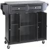 Crosley Furniture Full Size Granite Top Rolling Kitchen Island Storage Cart, Microwave Stand, Spice Rack, Black view 2