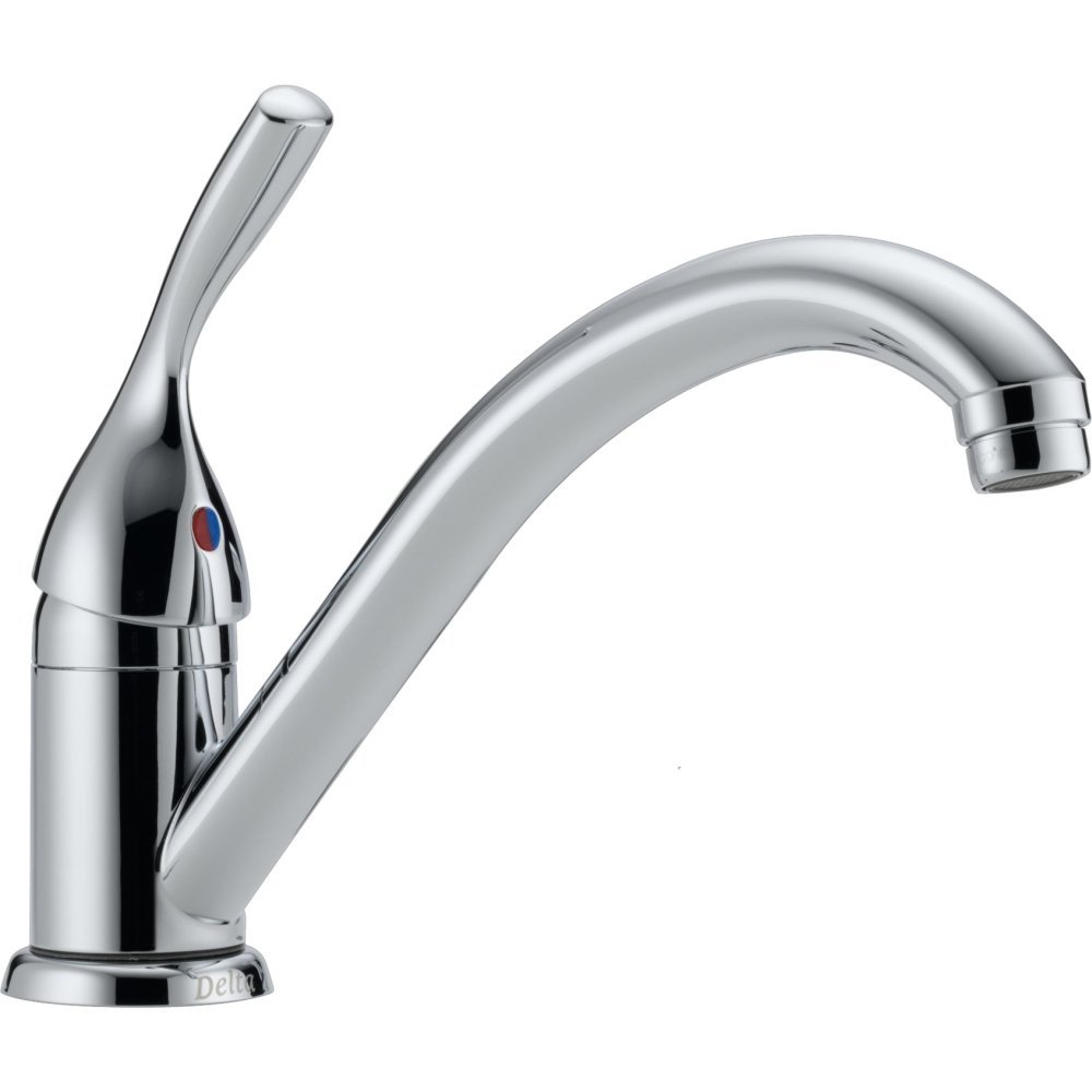 Delta Faucet Classic Single-Handle Kitchen Sink Faucet, Chrome Kitchen Faucet, Kitchen Sink Faucet Single-Hole, Chrome 101-DST