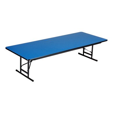 Correll 36"x72" Commercial Duty Adjustable Height Short Folding Table, Blue HP Laminate Top, Heavy Duty 3/4" Thick Core, USA Made (CFA3672PXS-37)