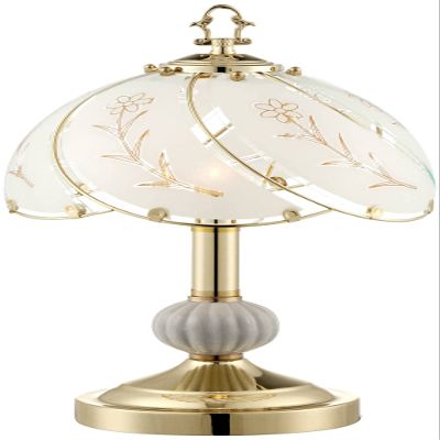 Regency Hill Traditional Accent Table Lamp 15" High Polished Brass Gold Floral Etched Art Glass Shade Touch On Off Decor for Bedroom House Bedside Nightstand Home Office