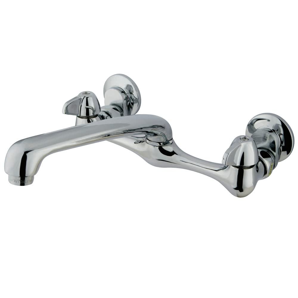 Kingston Brass KF200 Wall Mount Kitchen Faucet with Cast Spout, 7-5/8-Inch, Polished Chrome