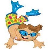 Underwater Diver 47" Mylar Balloon Boy in Swimming Trunks with Flippers