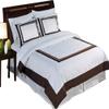 6 Piece Hotel Bed-in-A-Bag: Twin Size, 100% Cotton, 300TC- White & Chocolate Duvet Cover Set with Matching Sheet Set + White Down Alternative Comforter Sets view 1