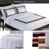 6 Piece Hotel Bed-in-A-Bag: Twin Size, 100% Cotton, 300TC- White & Chocolate Duvet Cover Set with Matching Sheet Set + White Down Alternative Comforter Sets view 2