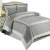 8 Piece Hotel Bed-in-A-Bag: Full Size, 100% Cotton, 300TC- Grey & Light Grey Duvet Cover Set with Matching Sheet Set + White Down Alternative Comforter Sets view 1